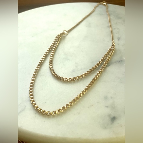 Matte Gold Double Chain Necklace - Picture 2 of 8
